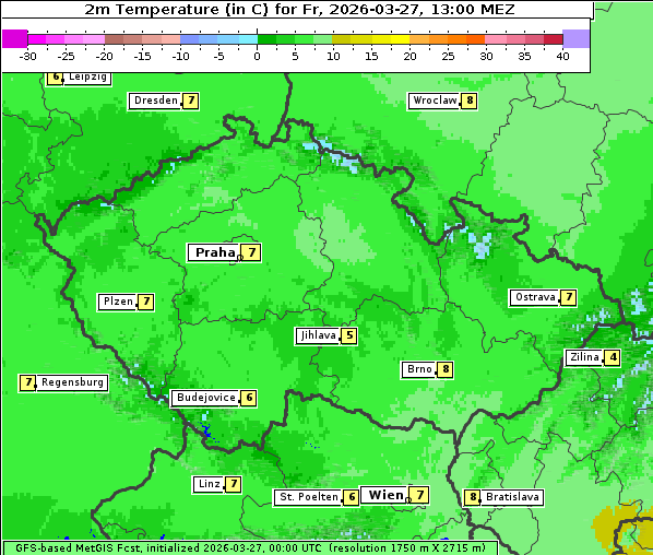 Temperatur, 27. 3. 2026