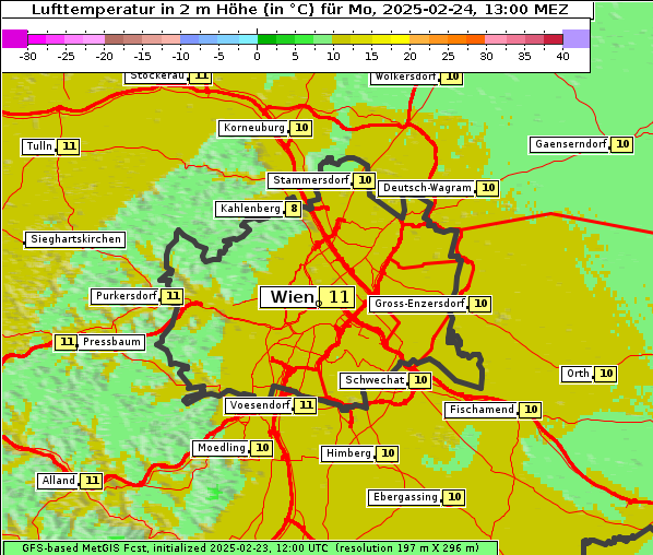 Temperatur, 24. 2. 2025