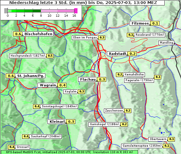 Niederschlag, 3. 7. 2025