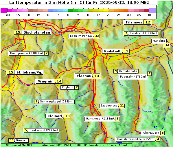 Temperatur, 12. 9. 2025