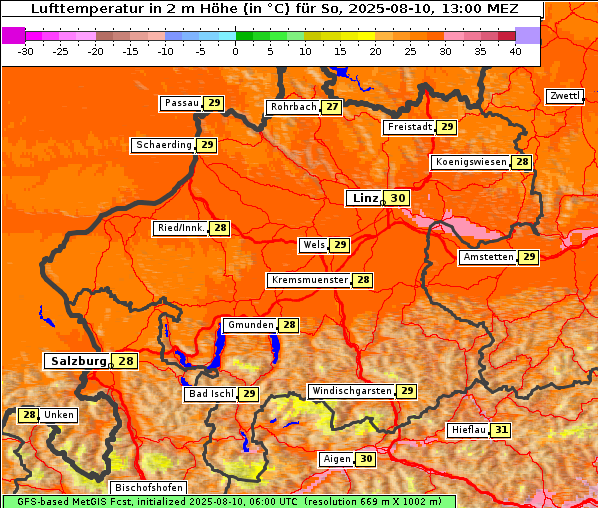 Temperatur, 10. 8. 2025