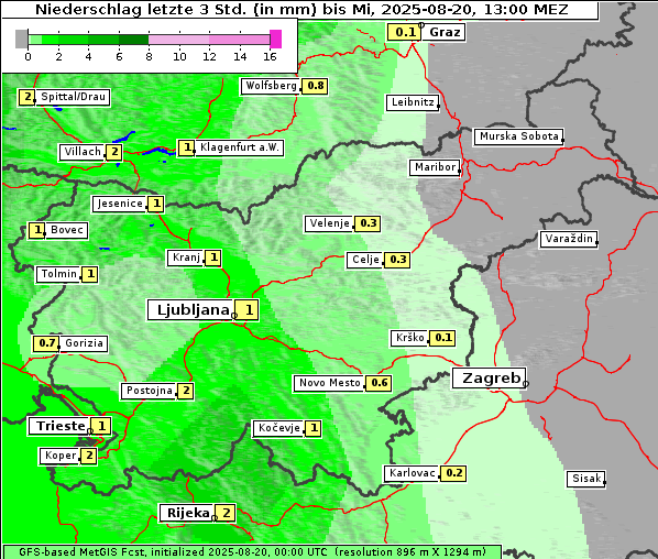 Niederschlag, 20. 8. 2025