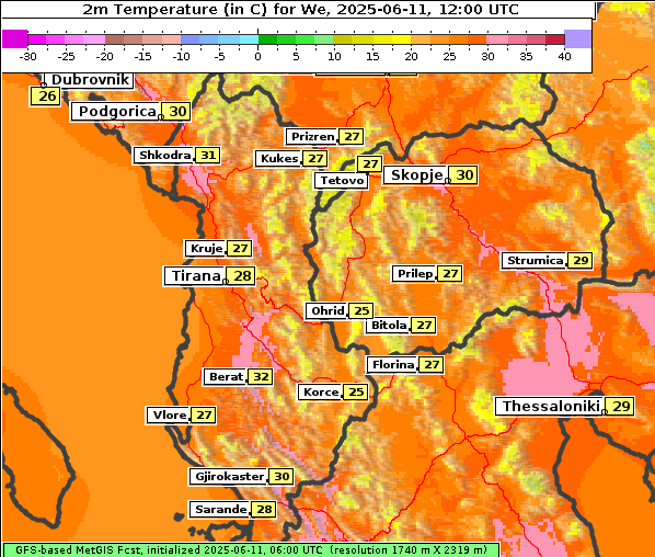 Temperatur, 11. 6. 2025
