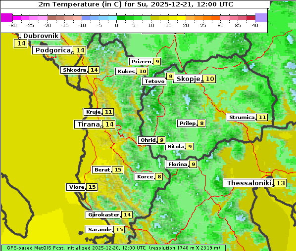Temperatur, 21. 12. 2025