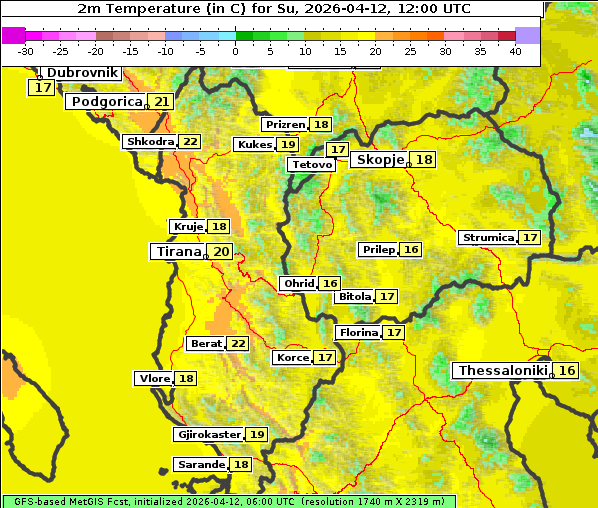 Temperatur, 12. 4. 2026