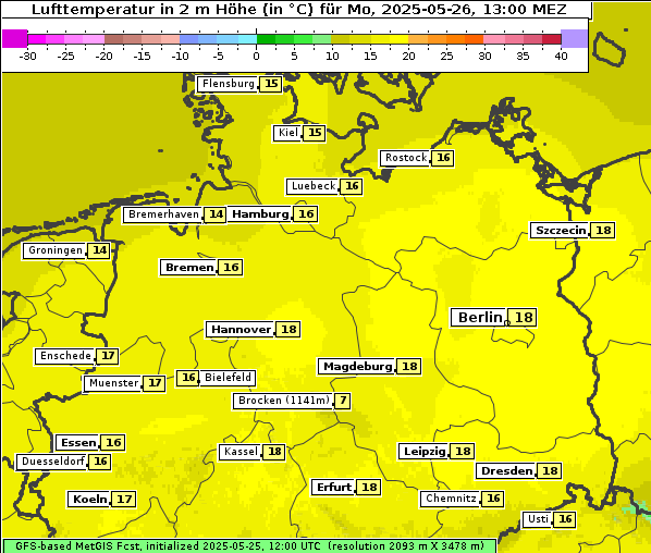 Temperatur, 26. 5. 2025
