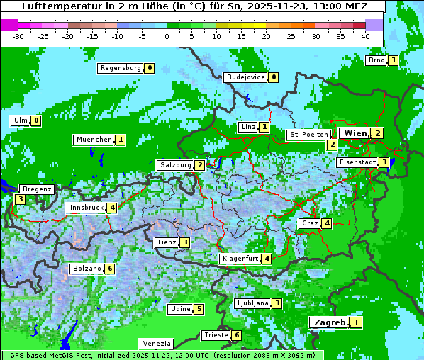 Temperatur, 23. 11. 2025