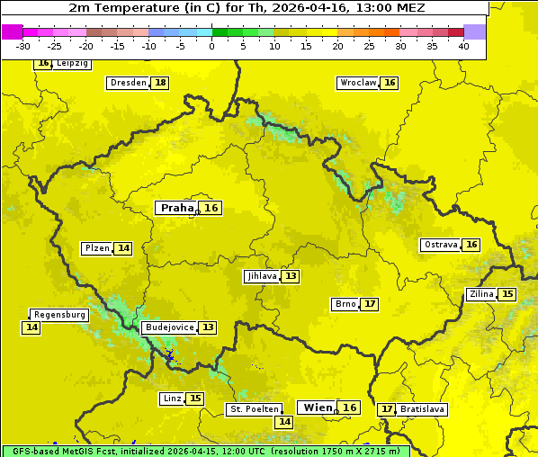 Temperatur, 16. 4. 2026