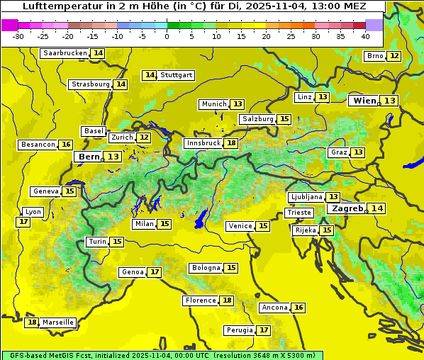 Temperatur, 4. 11. 2025