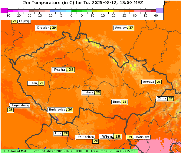 Temperatur, 12. 8. 2025