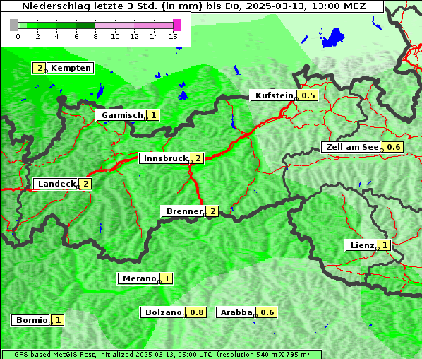 Niederschlag, 13. 3. 2025