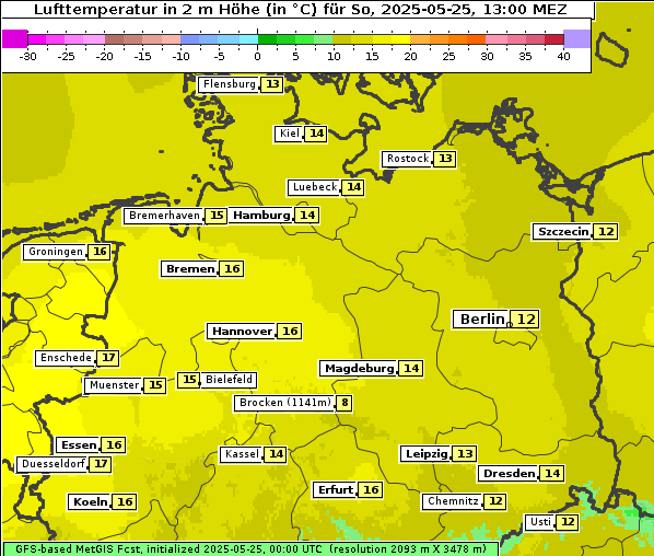Temperatur, 25. 5. 2025