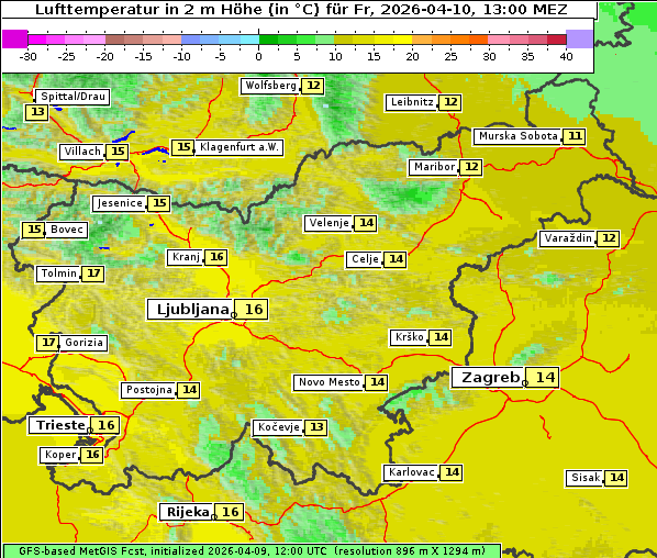 Temperatur, 10. 4. 2026