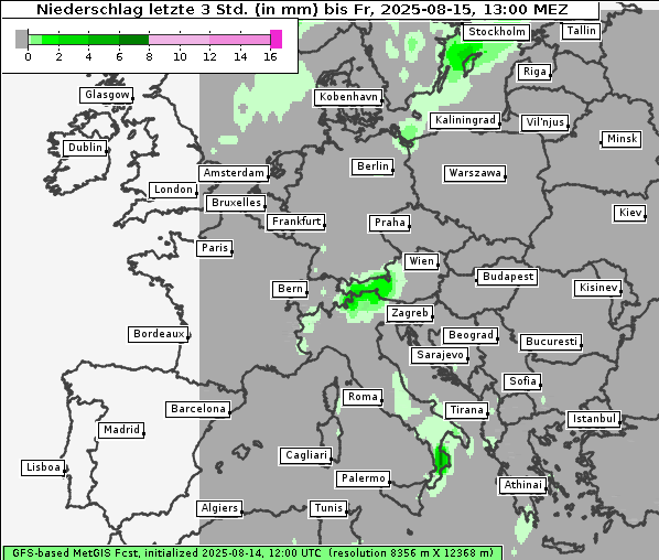 Niederschlag, 15. 8. 2025