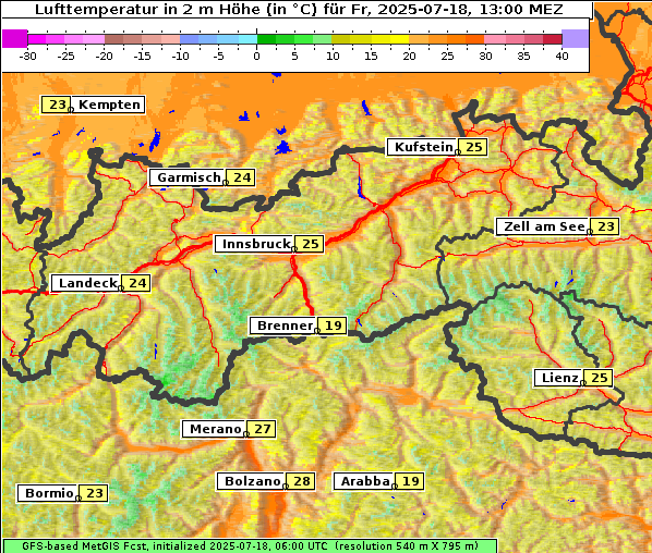 Temperatur, 18. 7. 2025