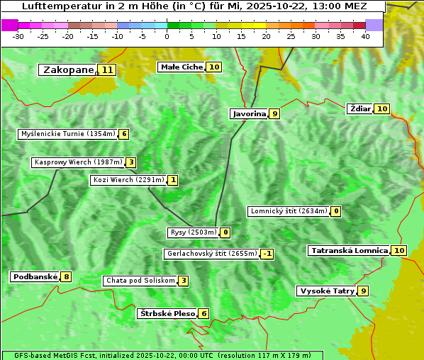 Temperatur, 22. 10. 2025