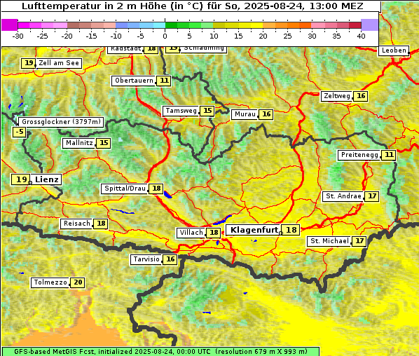 Temperatur, 24. 8. 2025