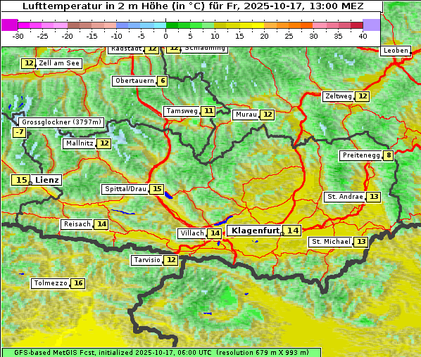 Temperatur, 17. 10. 2025
