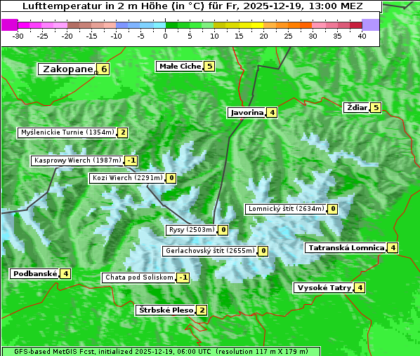 Temperatur, 19. 12. 2025