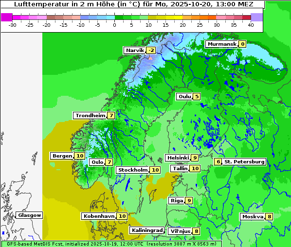 Temperatur, 20. 10. 2025