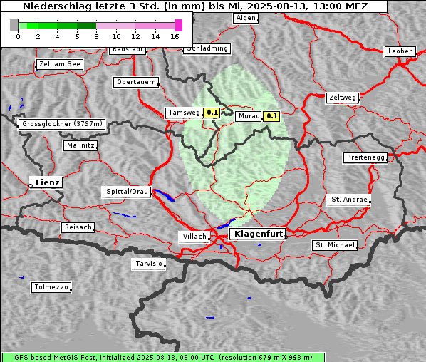 Niederschlag, 13. 8. 2025
