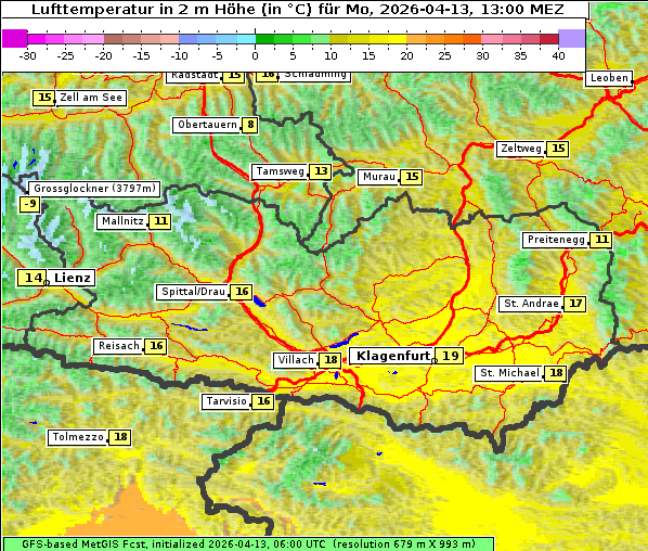 Temperatur, 13. 4. 2026