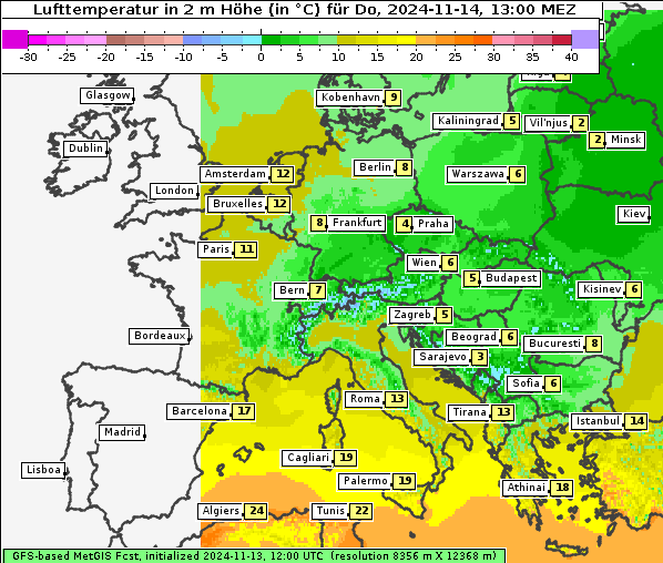 Temperatur, 14. 11. 2024