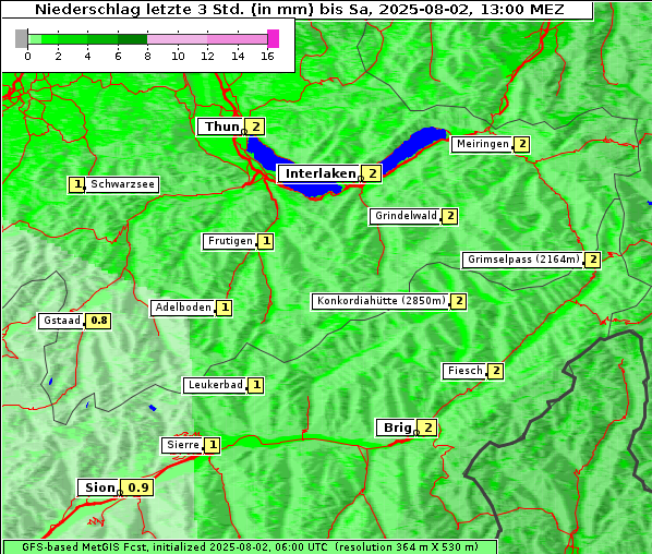 Niederschlag, 2. 8. 2025