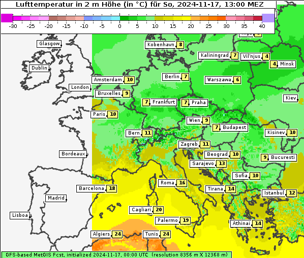 Temperatur, 17. 11. 2024