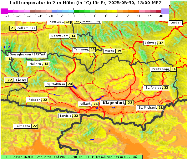 Temperatur, 30. 5. 2025