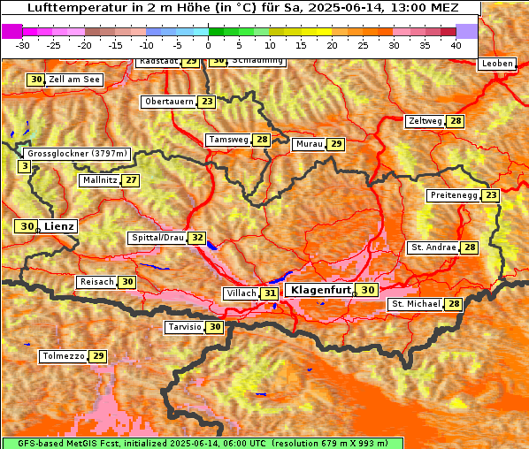 Temperatur, 14. 6. 2025