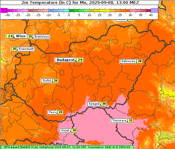 Temperatur, 8. 9. 2025