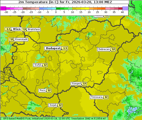 Temperatur, 20. 3. 2026