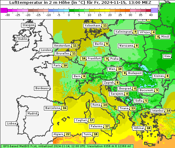 Temperatur, 15. 11. 2024