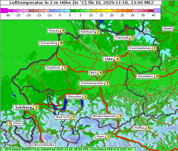 Temperatur, 18. 11. 2025