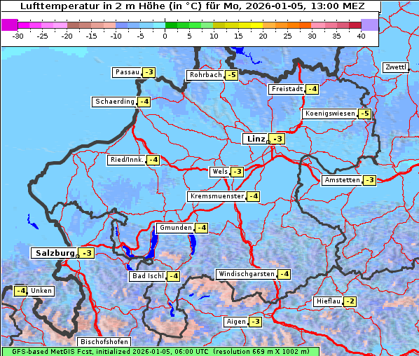Temperatur, 5. 1. 2026