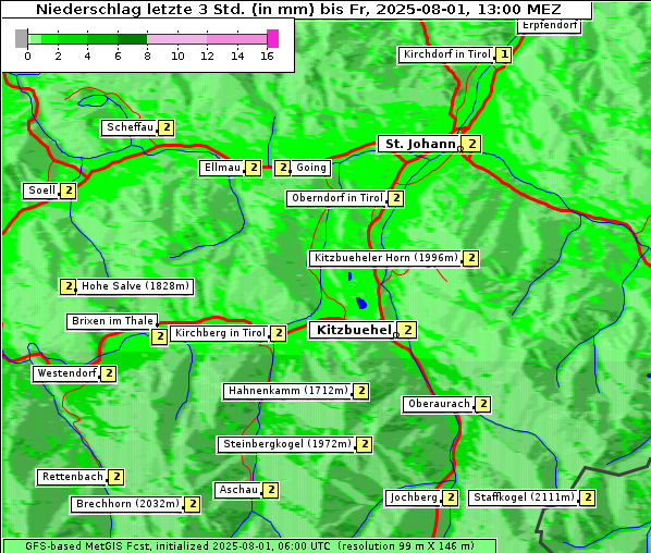 Niederschlag, 1. 8. 2025