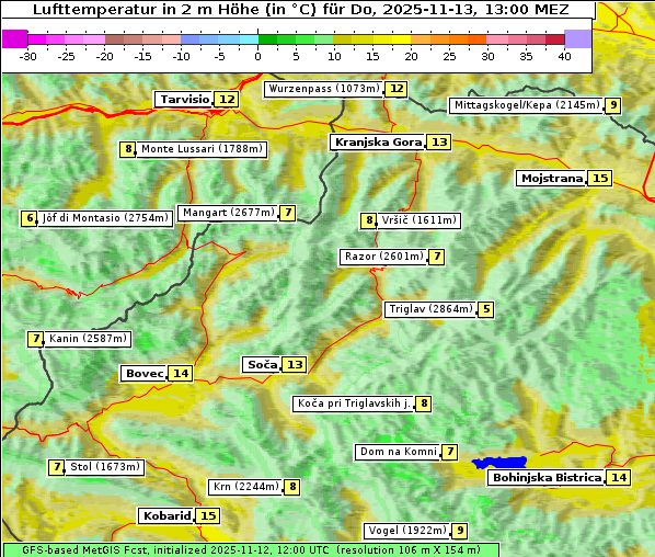 Temperatur, 13. 11. 2025