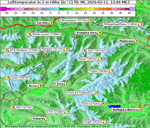 Temperatur, 11. 2. 2026