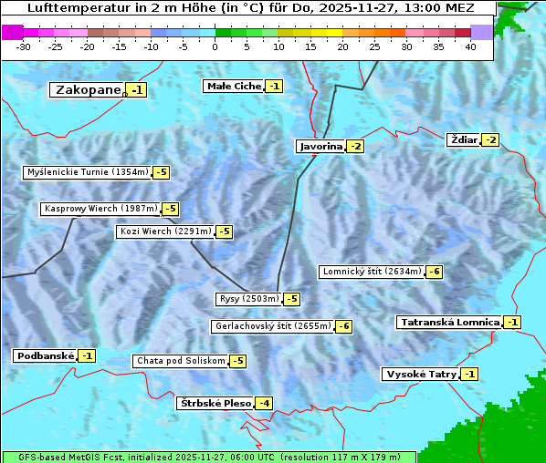 Temperatur, 27. 11. 2025