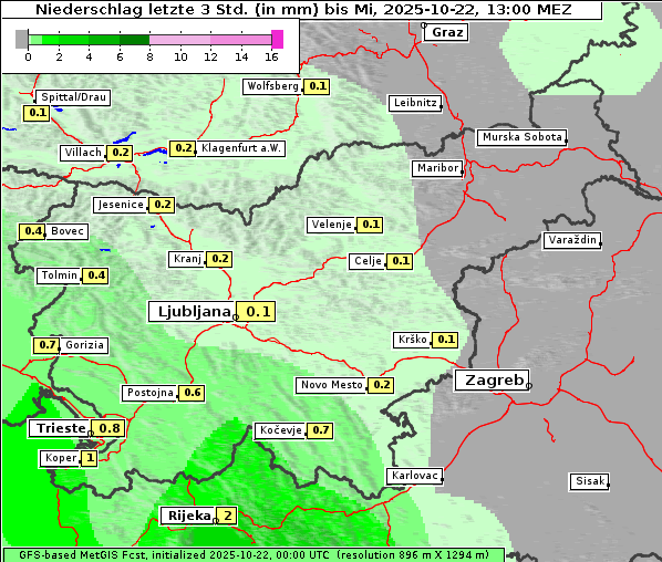 Niederschlag, 22. 10. 2025