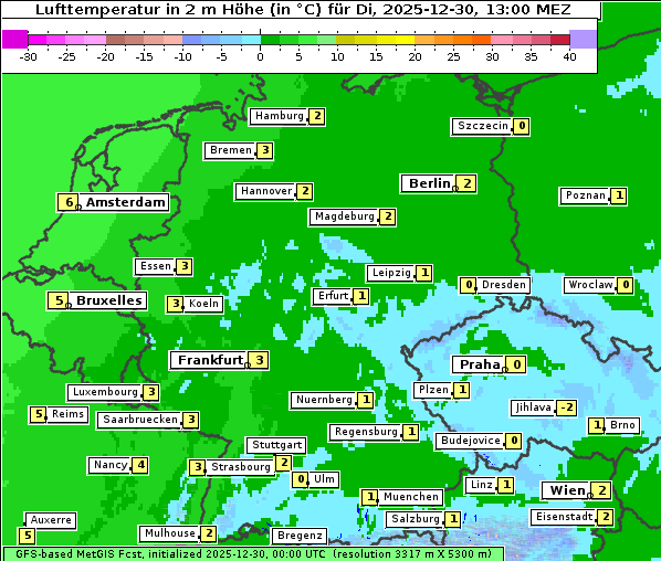 Temperatur, 30. 12. 2025