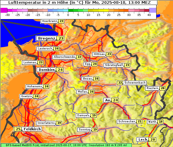 Temperatur, 18. 8. 2025
