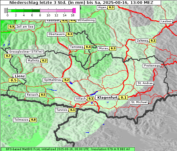 Niederschlag, 16. 8. 2025