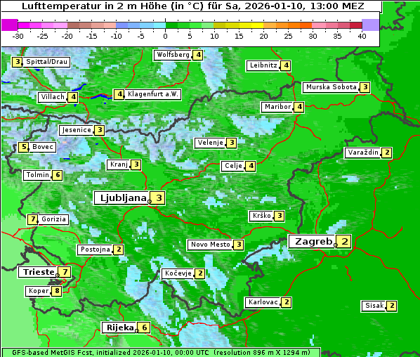 Temperatur, 10. 1. 2026