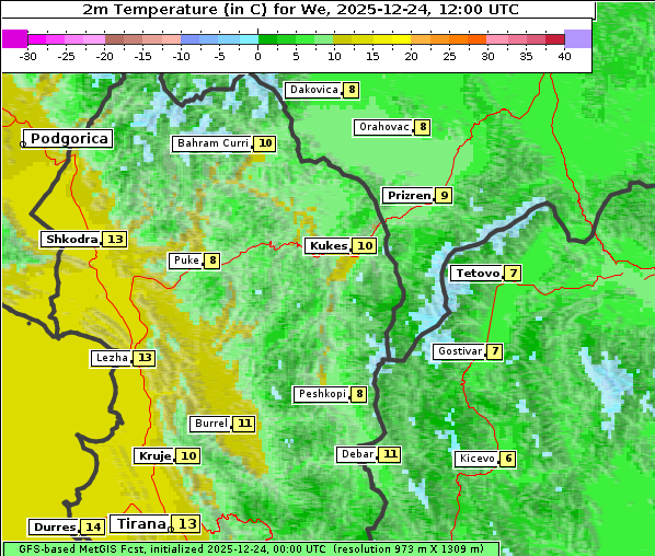 Temperatur, 24. 12. 2025