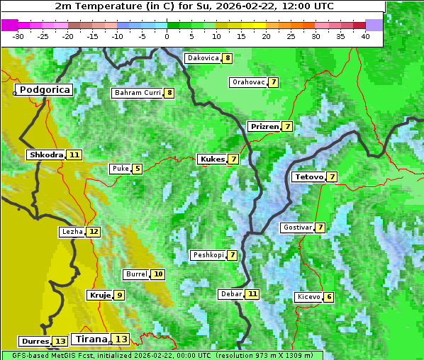 Temperatur, 22. 2. 2026