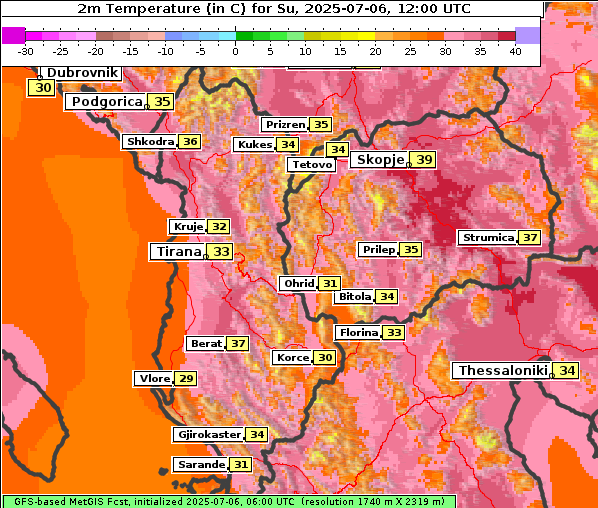 Temperatur, 6. 7. 2025