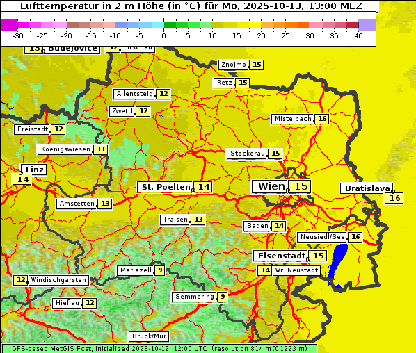 Temperatur, 13. 10. 2025