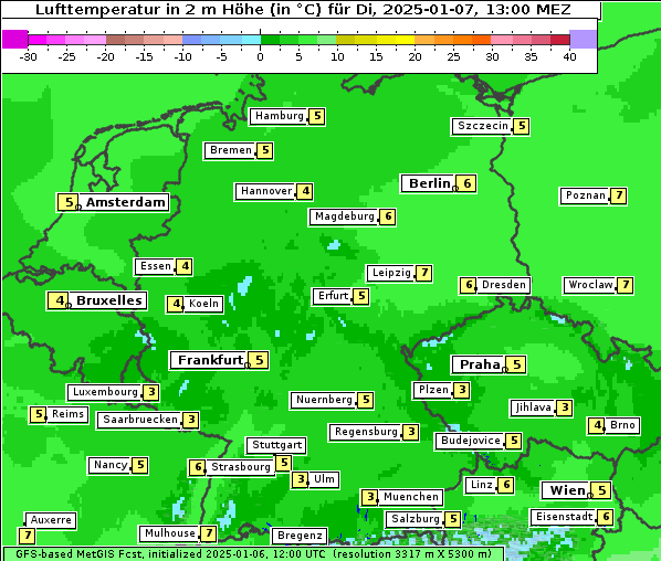 Temperatur, 7. 1. 2025